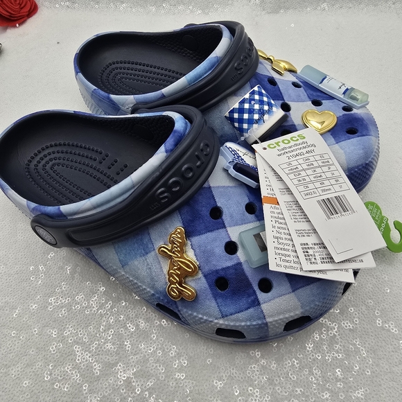 Crocs x Bath and Body Works Limited Edition Crocs Women's Sz 8 Gingham Jibbitzs - Picture 6 of 10